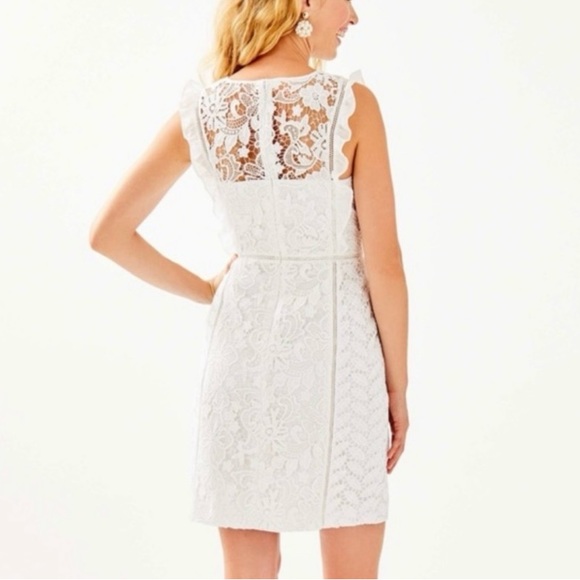 Lilly Pulitzer White Maya Floral Lace Sheath Dress, Size 6 - Picture 3 of 7